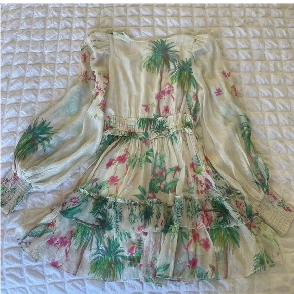 Hemant & Nandita botanical shimmer Zaina ruffle tiered mini dress - Picture 14 of 15